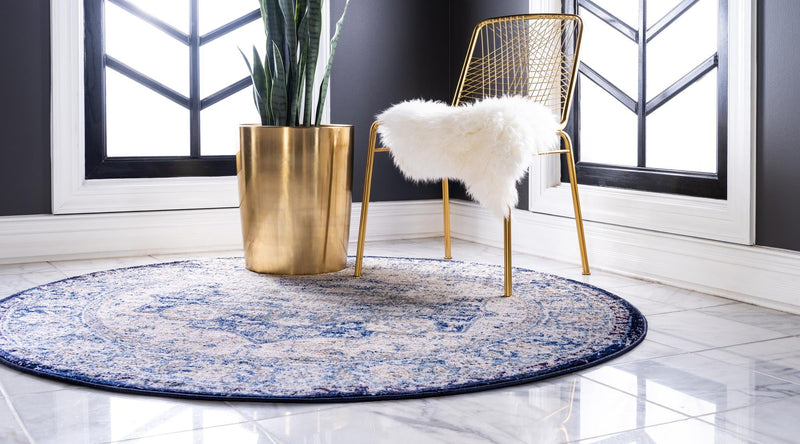 Charleston Elegance Collection Area Rug - Summerville Round Blue lifestyle 21