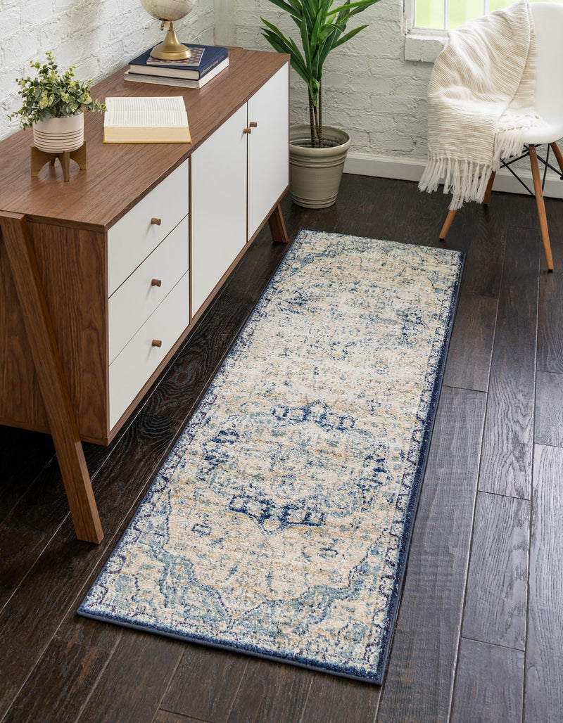 Charleston Elegance Collection Area Rug - Summerville Runner Blue lifestyle 10