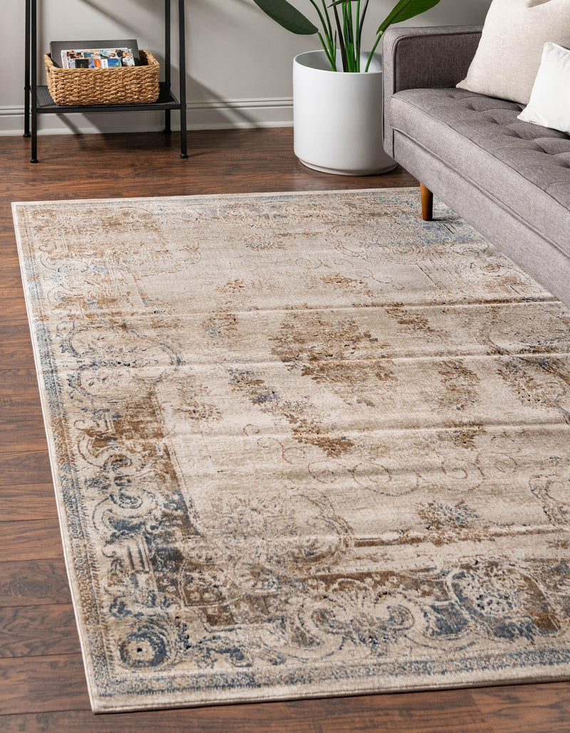 Coastal Manor Collection Area Rug - Pierpoint Rectangle Blue Cream lifestyle 2
