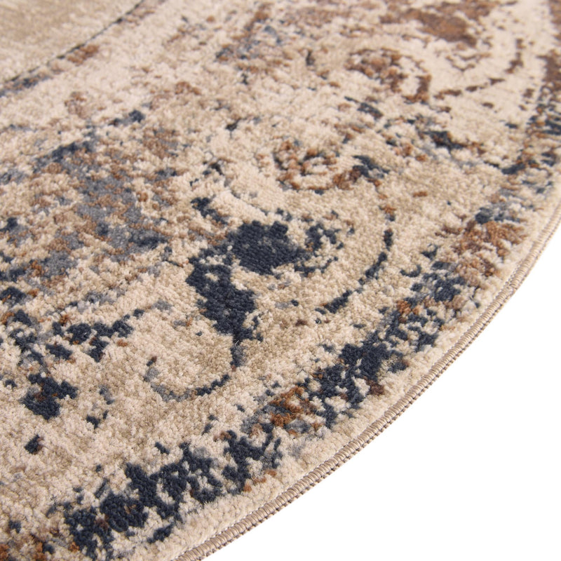 Coastal Manor Collection Area Rug - Pierpoint Round Blue Cream lifestyle 31