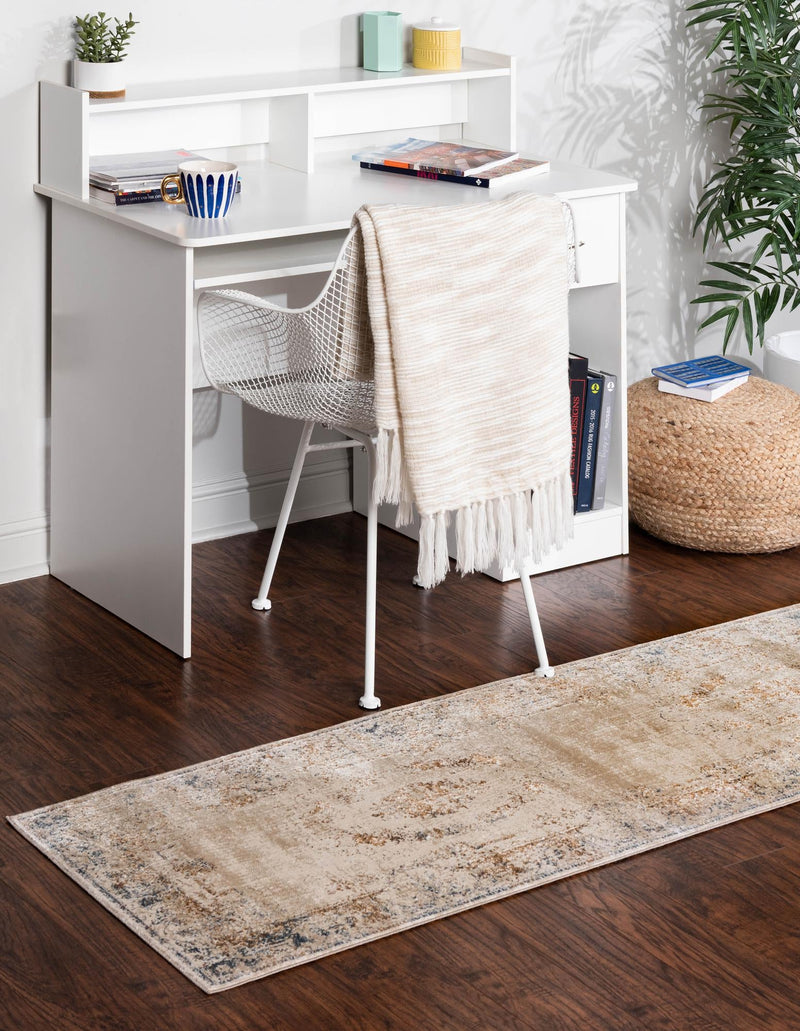 Coastal Manor Collection Area Rug - Pierpoint Runner Blue Cream lifestyle 20