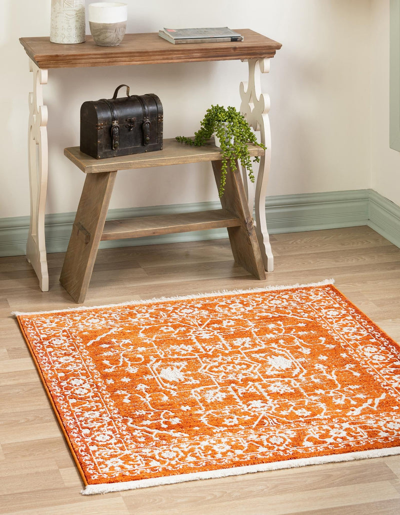 Rustic Charm Revival Collection Area Rug - Farmstead Square Terracotta lifestyle 30