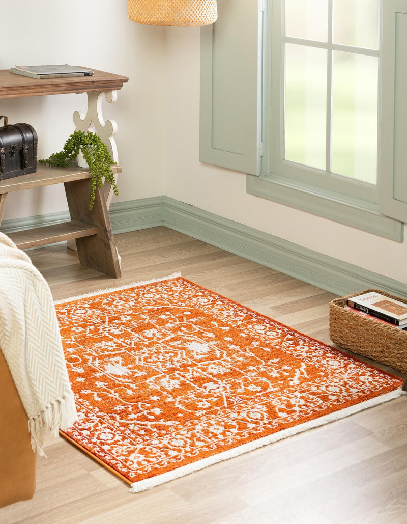 Rustic Charm Revival Collection Area Rug - Farmstead Square Terracotta lifestyle 36