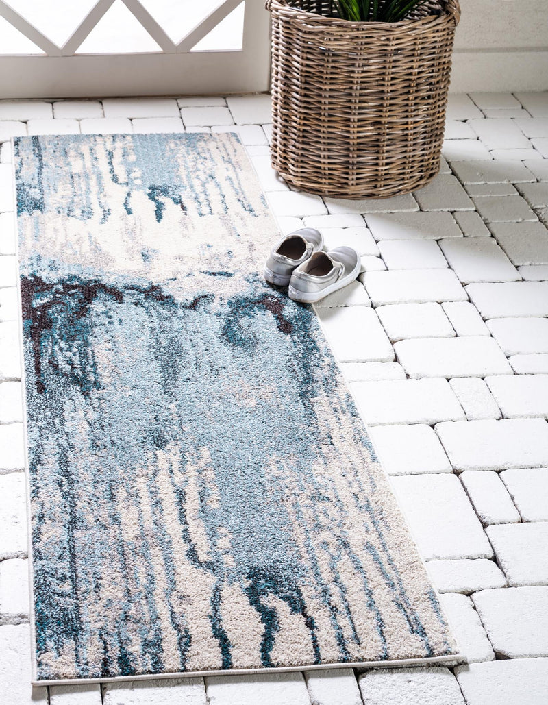Marrakesh Elegance Collection Area Rug - Berber Runner Light Blue lifestyle 33