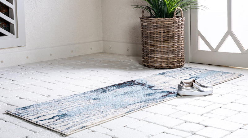 Marrakesh Elegance Collection Area Rug - Berber Runner Light Blue lifestyle 37