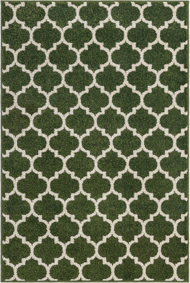 Lattice Gardens Collection Area Rug - Bloomfield (Dark Green) Rectangle Dark Green lifestyle 2
