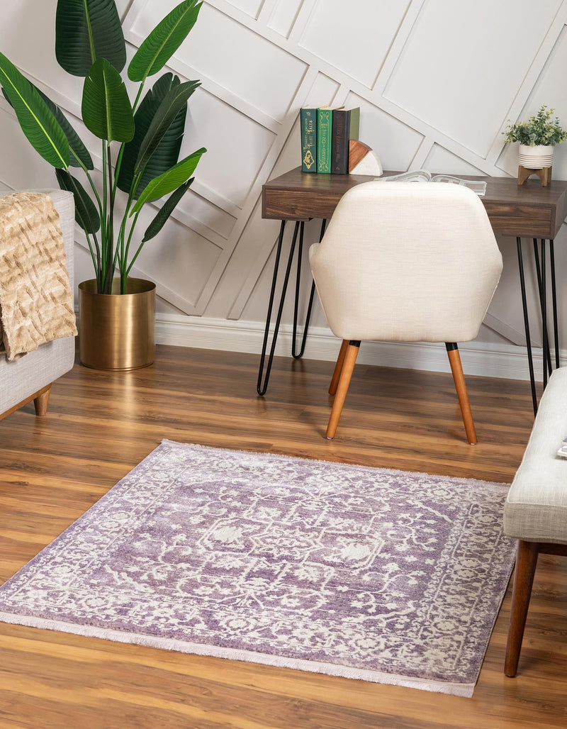 Rustic Charm Revival Collection Area Rug - Farmstead Square Purple lifestyle 63