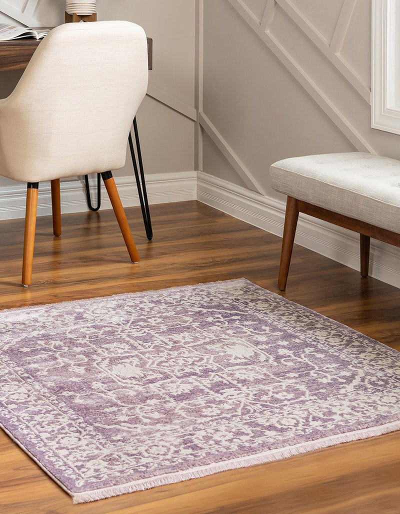 Rustic Charm Revival Collection Area Rug - Farmstead Square Purple lifestyle 81