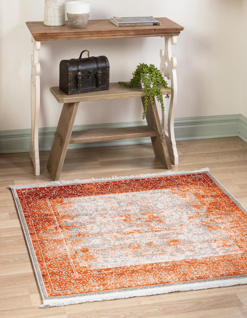 Rustic Charm Revival Collection Area Rug - Pastoral Square Terracotta lifestyle 25