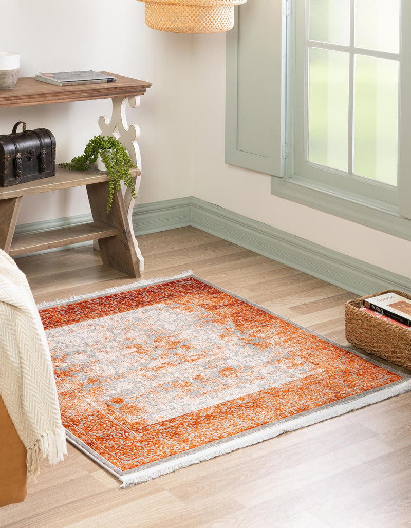 Rustic Charm Revival Collection Area Rug - Pastoral Square Terracotta lifestyle 32