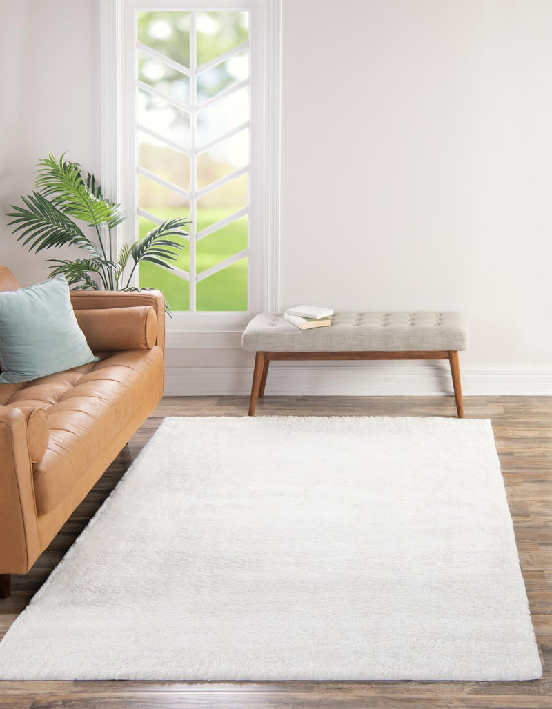 Solid Shag Seaside Collection Area Rug - Azure Cove (Ivory) Rectangle Ivory lifestyle 3
