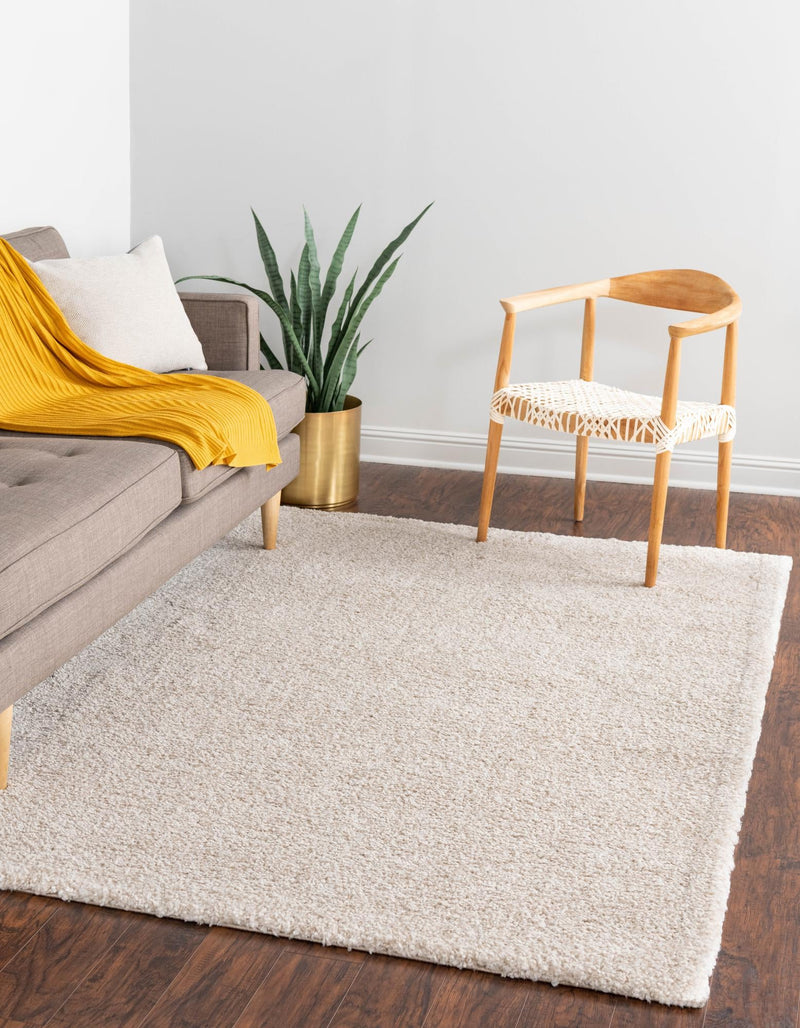 Solid Shag Seaside Collection Area Rug - Azure Cove (Ivory) Rectangle Ivory lifestyle 2