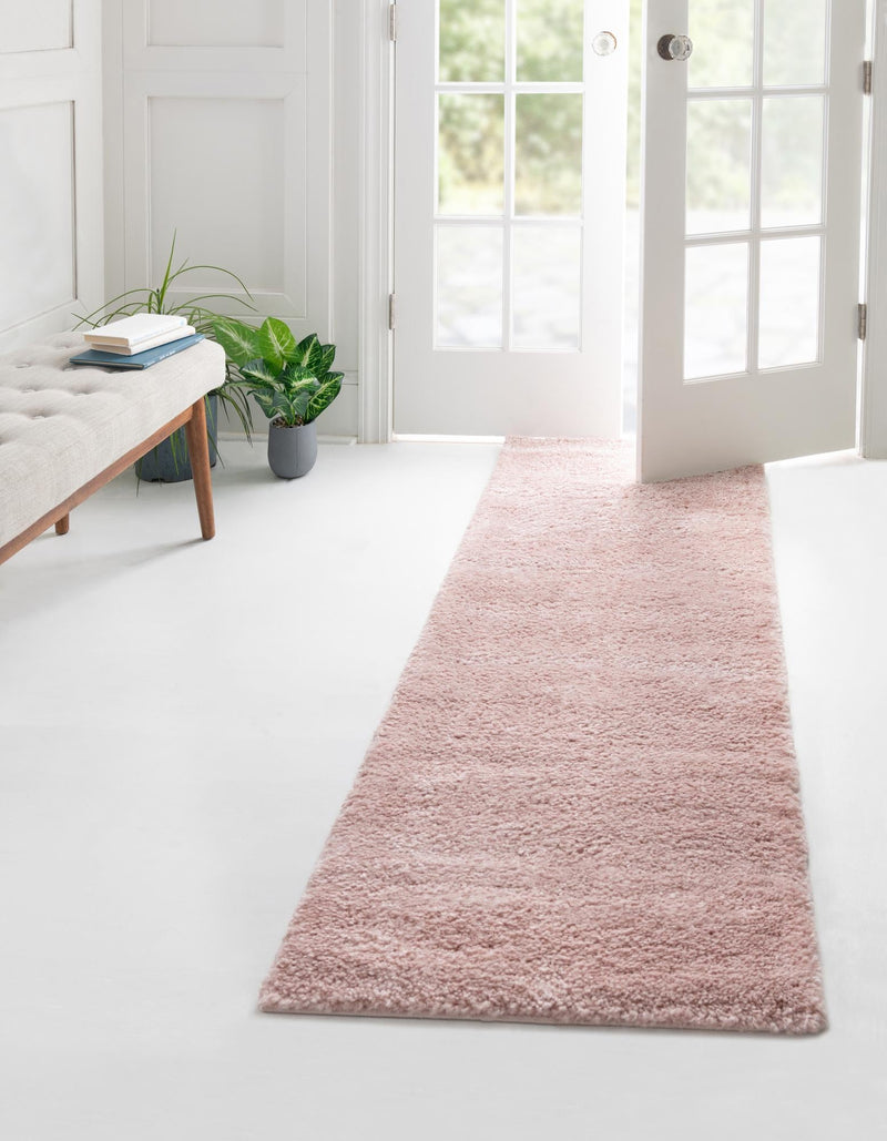 Solid Shag Seaside Collection Area Rug - Azure Cove (Pink) Runner Pink lifestyle 17