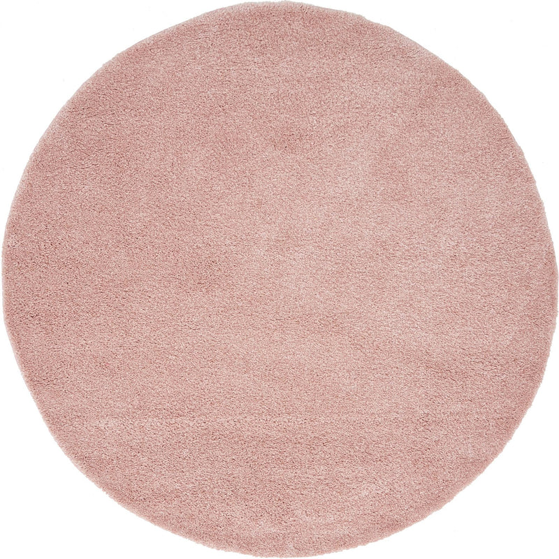 Solid Shag Seaside Collection Area Rug - Azure Cove (Pink) Round Pink lifestyle 16