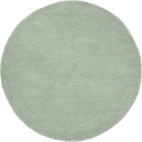 Solid Shag Seaside Collection Area Rug - Azure Cove (Light Blue) Round Sea Salt Blue lifestyle 20