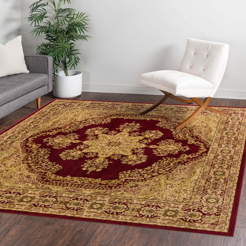 Versailles Elegance Collection Area Rug - Marly Square Red lifestyle 15