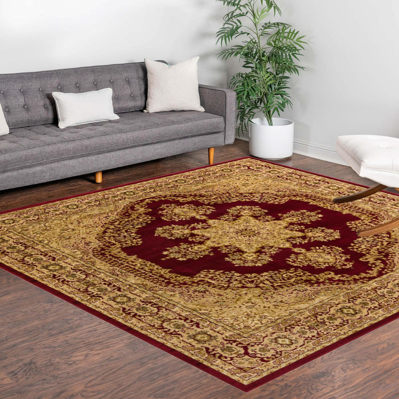 Versailles Elegance Collection Area Rug - Marly Square Red lifestyle 16