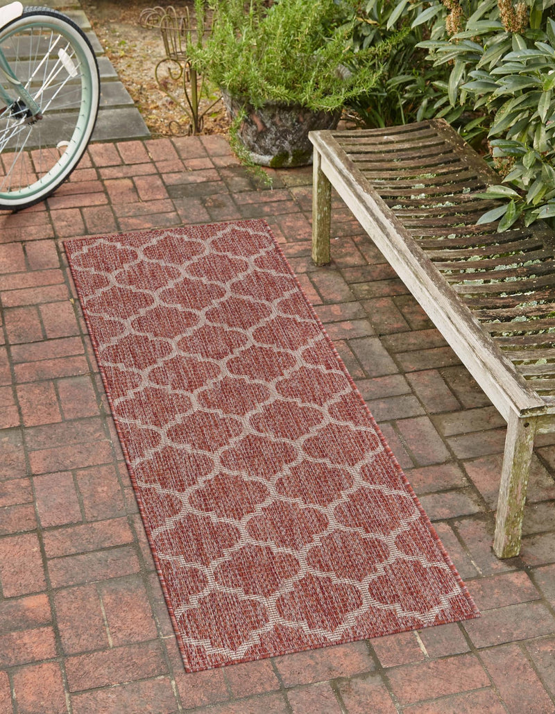 Garden Lattice Oasis Collection Area Rug - Arbor (Rust Red) Runner Rust Red lifestyle 7