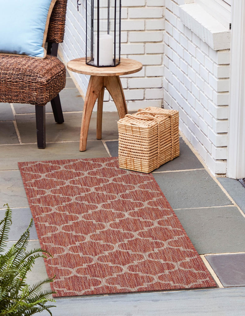 Garden Lattice Oasis Collection Area Rug - Arbor (Rust Red) Runner Rust Red lifestyle 11