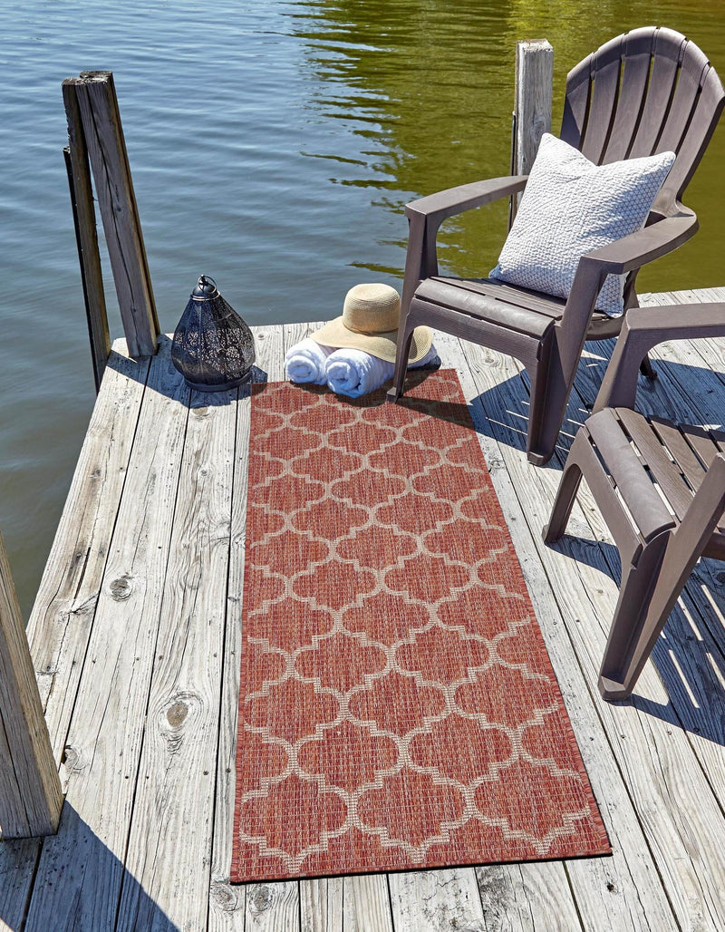 Garden Lattice Oasis Collection Area Rug - Arbor (Rust Red) Runner Rust Red lifestyle 13
