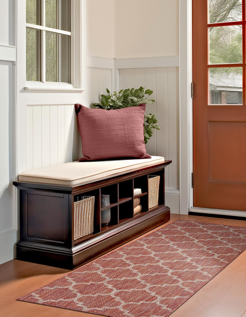 Garden Lattice Oasis Collection Area Rug - Arbor (Rust Red) Runner Rust Red lifestyle 14