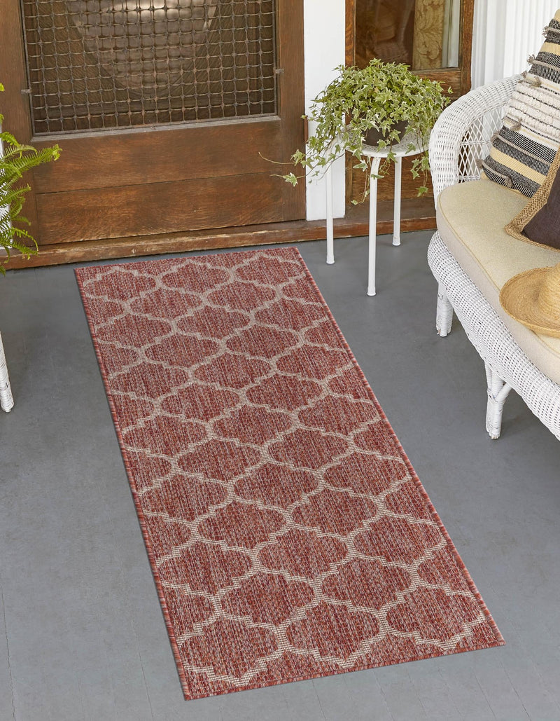 Garden Lattice Oasis Collection Area Rug - Arbor (Rust Red) Runner Rust Red lifestyle 15