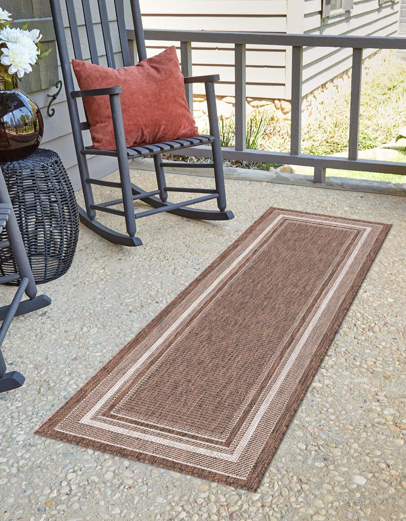 Patio Perimeter Collection Area Rug - Veranda (Brown) Runner Brown lifestyle 5