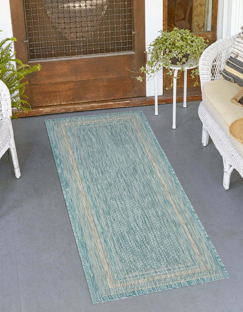 Patio Perimeter Collection Area Rug - Veranda (Aquamarine) Runner Aquamarine lifestyle 0