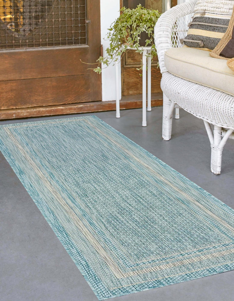 Patio Perimeter Collection Area Rug - Veranda (Aquamarine) Runner Aquamarine lifestyle 2