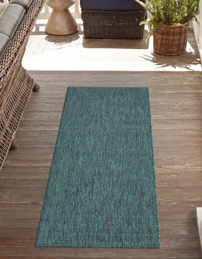 Patio Perfection Collection Area Rug - Veranda (Teal) Runner Teal lifestyle 0