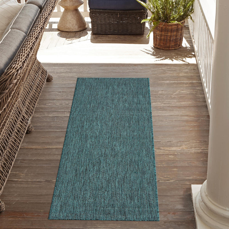 Patio Perfection Collection Area Rug - Veranda (Teal) Runner Teal lifestyle 27