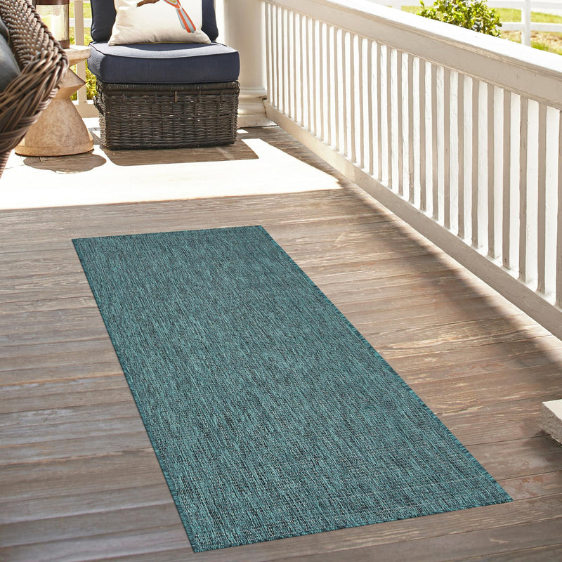 Patio Perfection Collection Area Rug - Veranda (Teal) Runner Teal lifestyle 30