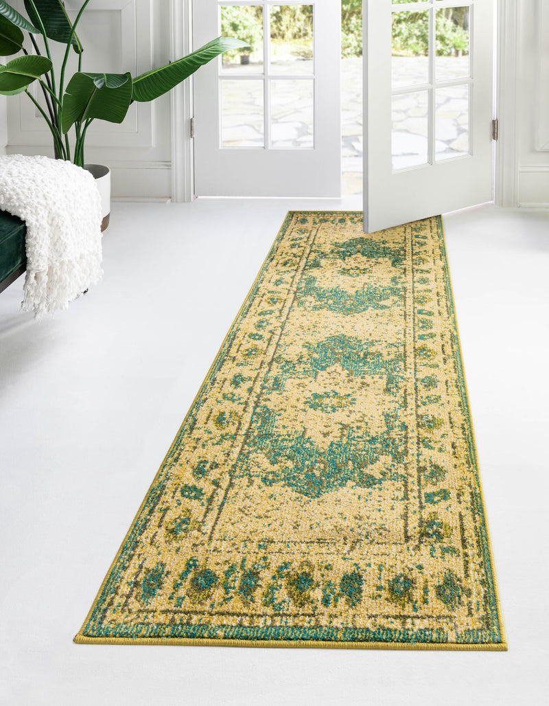 Chateau Elegance Collection Area Rug - Tuileries Runner Green lifestyle 56