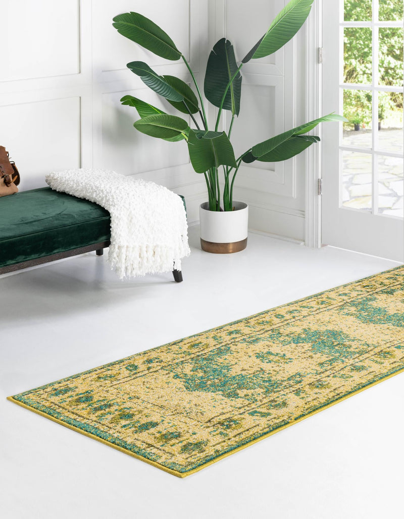 Chateau Elegance Collection Area Rug - Tuileries Runner Green lifestyle 67