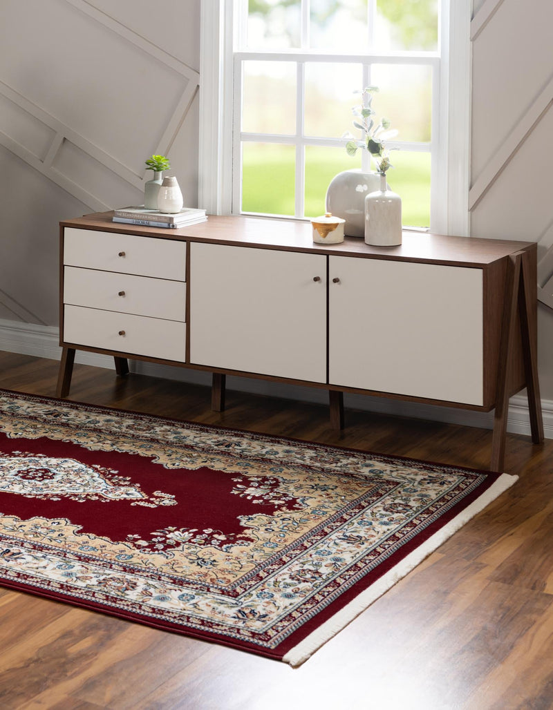 Persian Elegance Collection Area Rug - Isfahan Rectangle Burgundy lifestyle 8