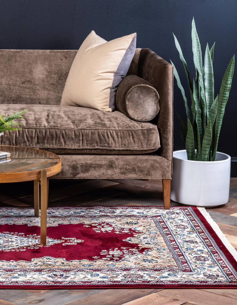 Persian Elegance Collection Area Rug - Isfahan Rectangle Burgundy lifestyle 11