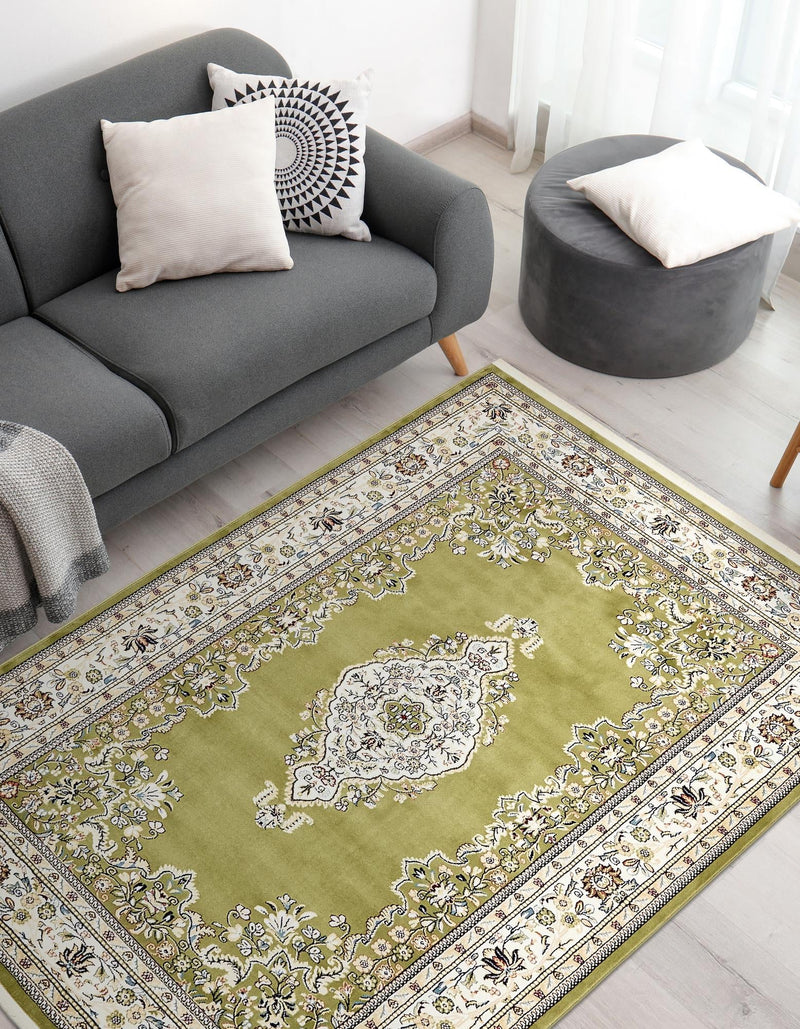 Persian Elegance Collection Area Rug - Isfahan Rectangle Green lifestyle 8
