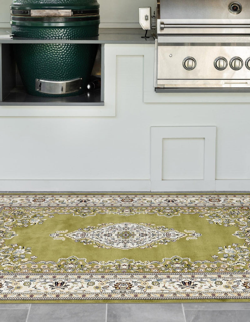 Persian Elegance Collection Area Rug - Isfahan Rectangle Green lifestyle 18