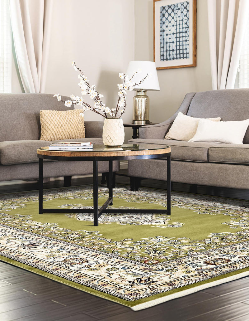 Persian Elegance Collection Area Rug - Isfahan Rectangle Green lifestyle 23