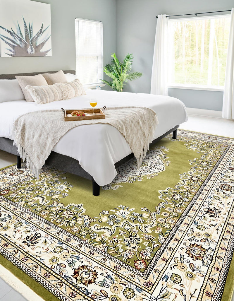 Persian Elegance Collection Area Rug - Isfahan Rectangle Green lifestyle 33