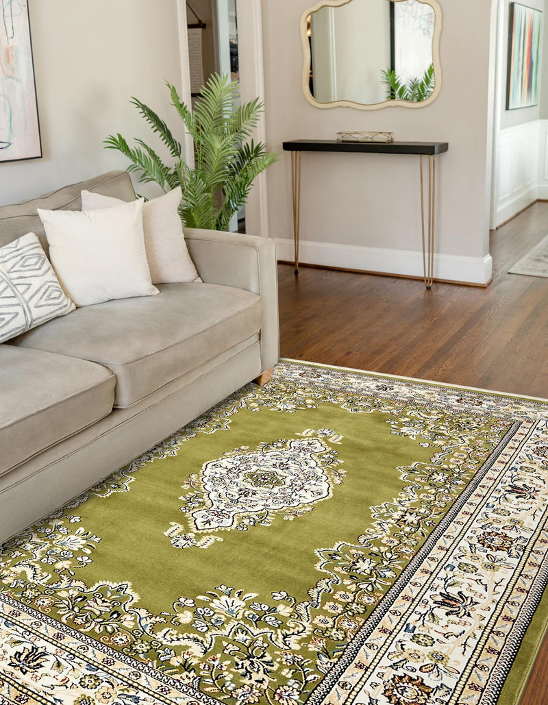 Persian Elegance Collection Area Rug - Isfahan Rectangle Green lifestyle 48