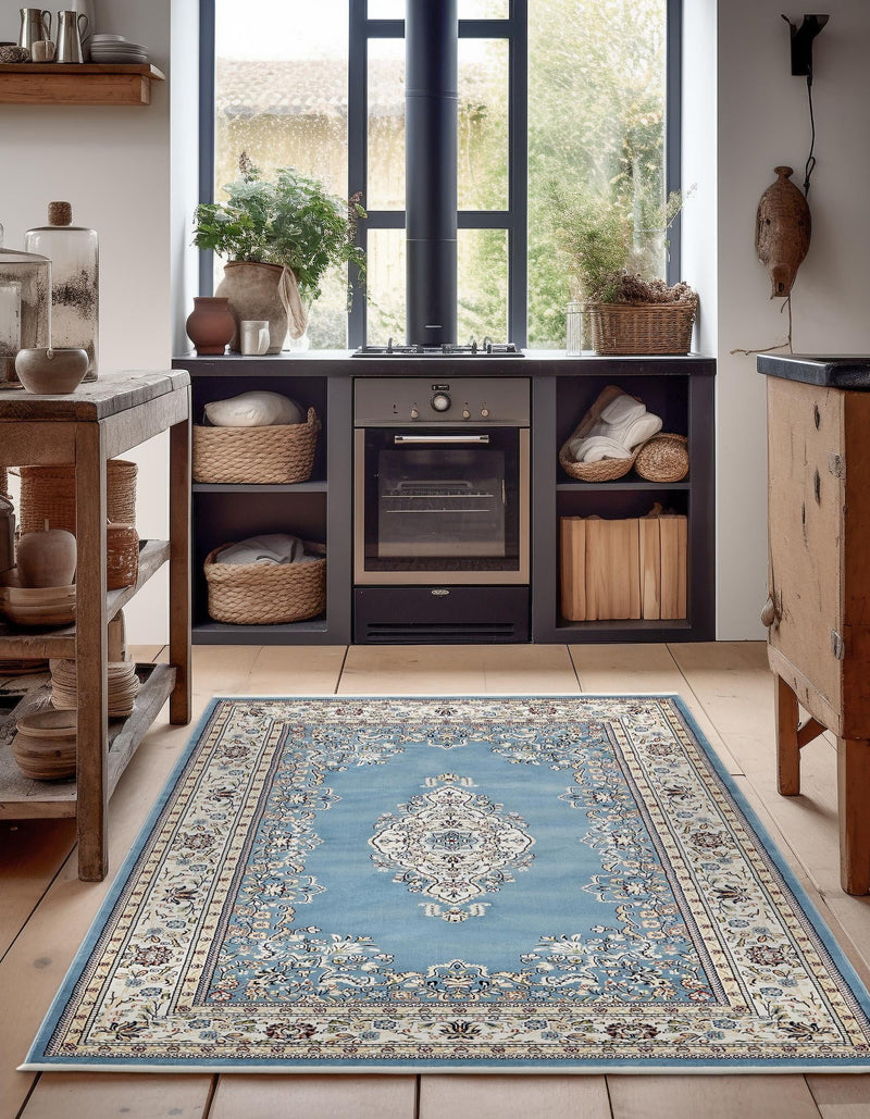 Persian Elegance Collection Area Rug - Isfahan Rectangle Blue lifestyle 29