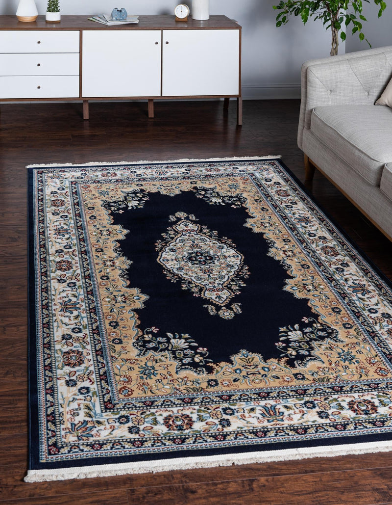 Persian Elegance Collection Area Rug - Isfahan Rectangle Navy Blue lifestyle 6