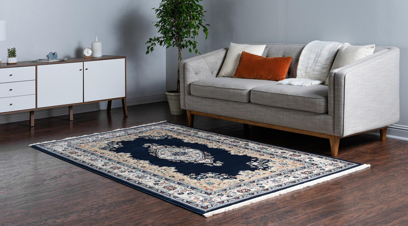 Persian Elegance Collection Area Rug - Isfahan Rectangle Navy Blue lifestyle 9