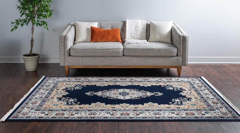Persian Elegance Collection Area Rug - Isfahan Rectangle Navy Blue lifestyle 12