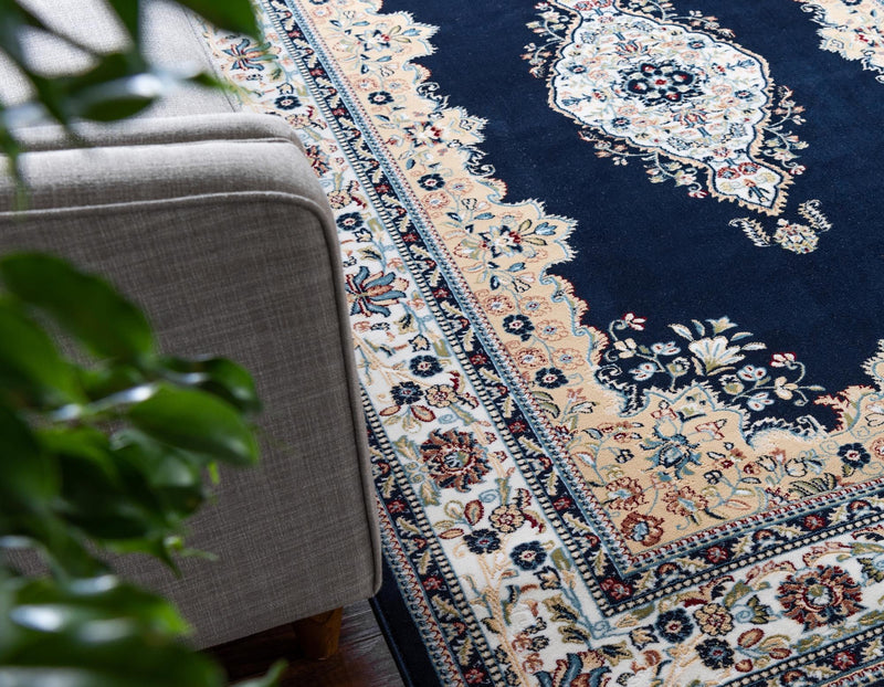 Persian Elegance Collection Area Rug - Isfahan Rectangle Navy Blue lifestyle 18