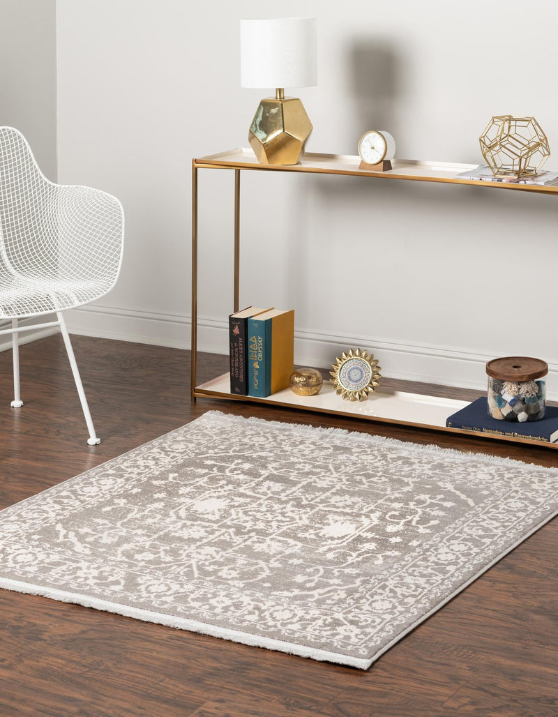 Rustic Charm Revival Collection Area Rug - Farmstead Square Light Gray lifestyle 33