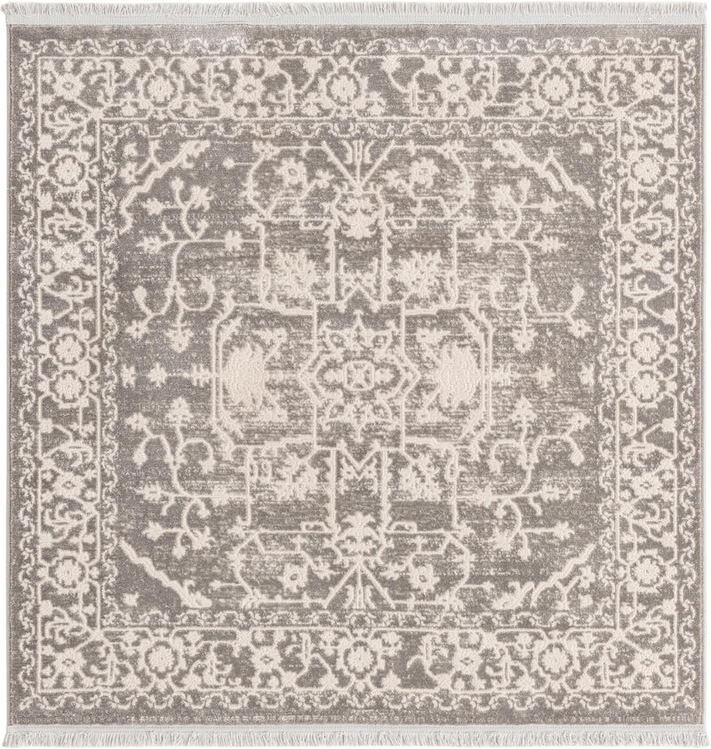 Rustic Charm Revival Collection Area Rug - Farmstead Square Light Gray lifestyle 22