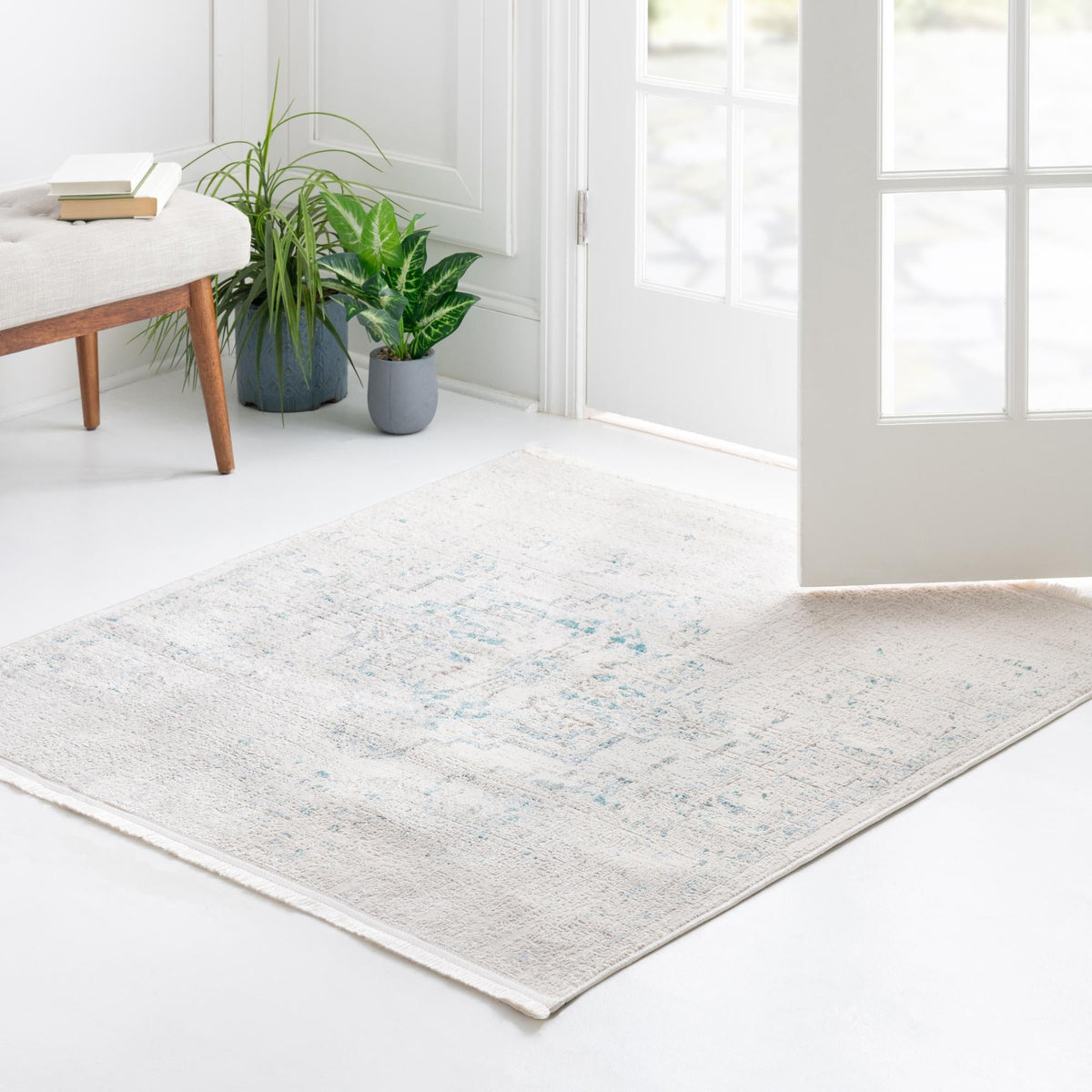 Rustic Charm Revival Collection Area Rug - Countryside Square Beige lifestyle 59