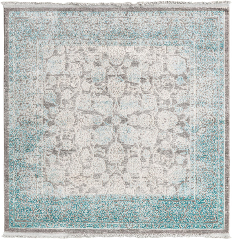 Rustic Charm Revival Collection Area Rug - Pastoral Square Light Blue lifestyle 17